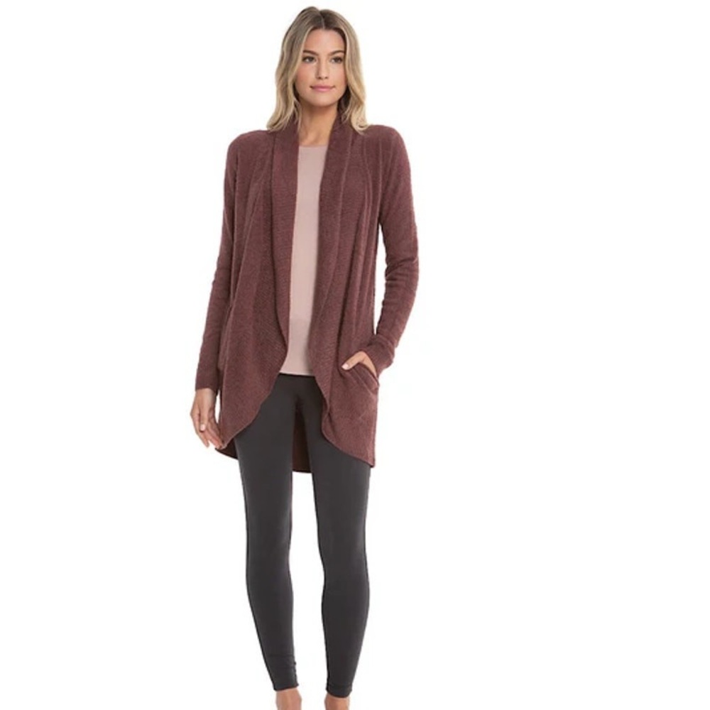 Barefoot dream maroon small Elegant Open Front Cardigan - Brown